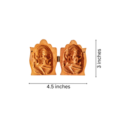 Wooden Folding Shrine with Goddess Lakshmi and Lord Ganesha