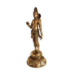 Elegant Brass Devi Lakshmi Statue - Divine Indian Goddess Sculpture Brass Ware