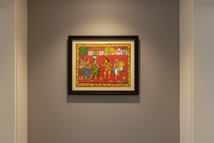 Hand-Painted Cheriyal Painting - Pothuraju & Bonalu Folk Dance Cheriyala Painting