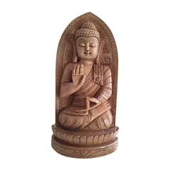 Hand-Carved Wooden Lotus Sitting Buddha – Spiritual Home Decor