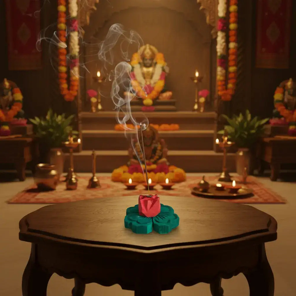Hand-Painted Wooden Flower Agarbatti Stand – Elegant Incense Holder Accessories