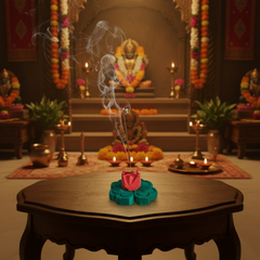 Hand-Painted Wooden Flower Agarbatti Stand – Elegant Incense Holder