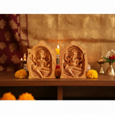 Wooden Folding Shrine with Goddess Lakshmi and Lord Ganesha