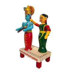 Traditional Etikoppaka Lacquerware - Lord Krishna and Radha Idol