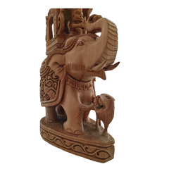 Hand-Carved Wooden Elephant with Ambari | Traditional Indian Decor