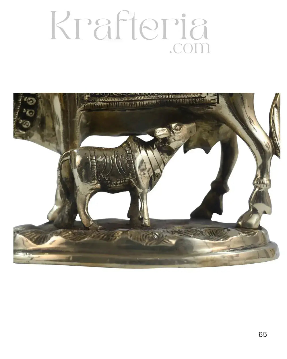 Divine Brass Kamadhenu with Calf – Sacred Vastu and Pooja Idol Brass Ware