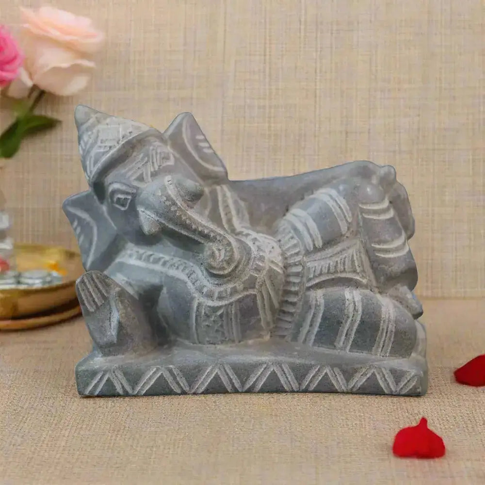 Lord Ganesha in Sleeping Pose – Soft Stone Decorative Idol belur shanker