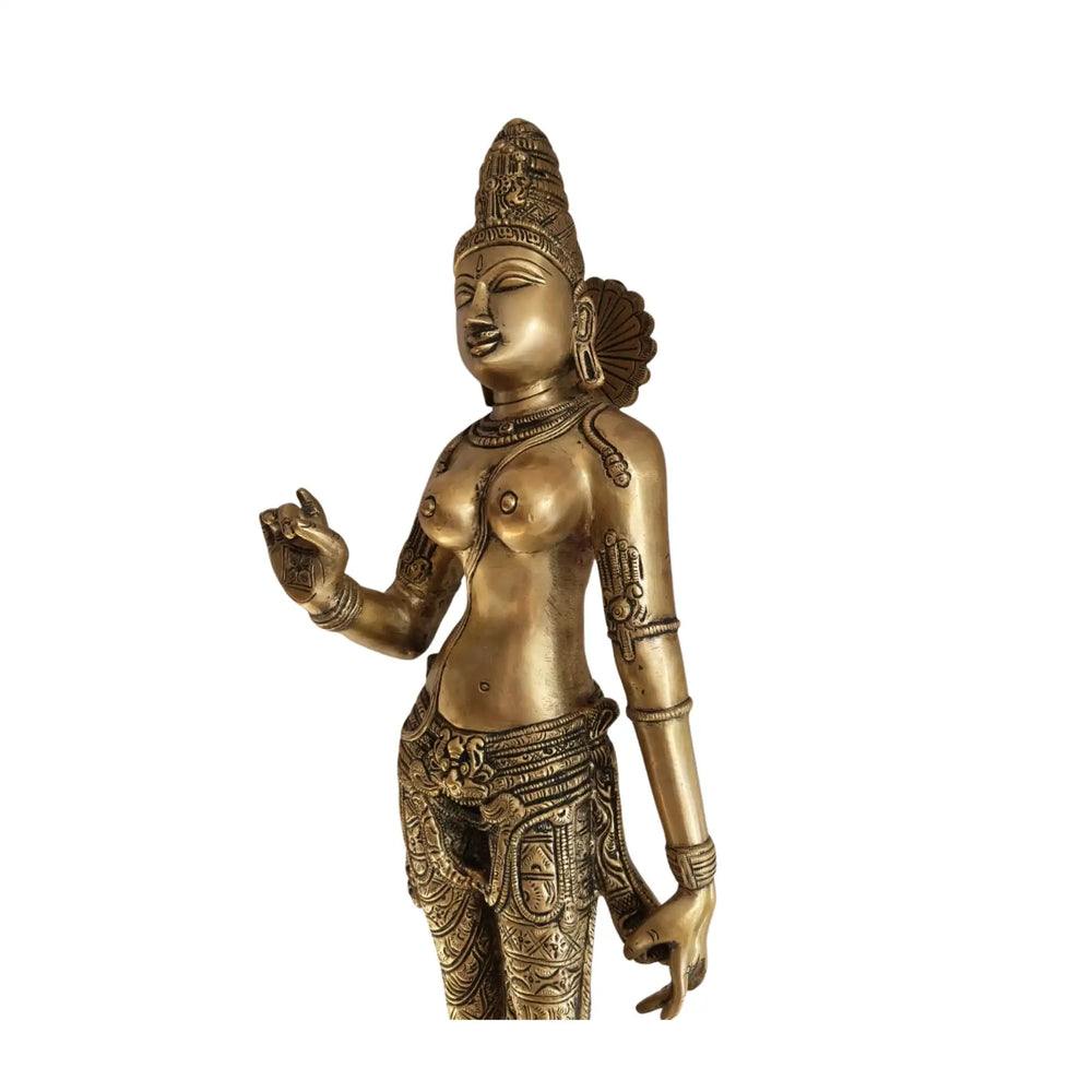 Elegant Brass Devi Lakshmi Statue - Divine Indian Goddess Sculpture Brass Ware