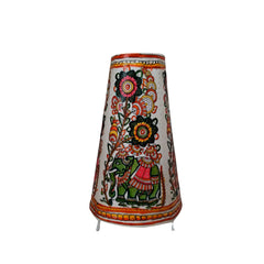 Hand-Painted Leather Puppetry Lamp - Floral Elephant | Bed Lamp Leather Paintings