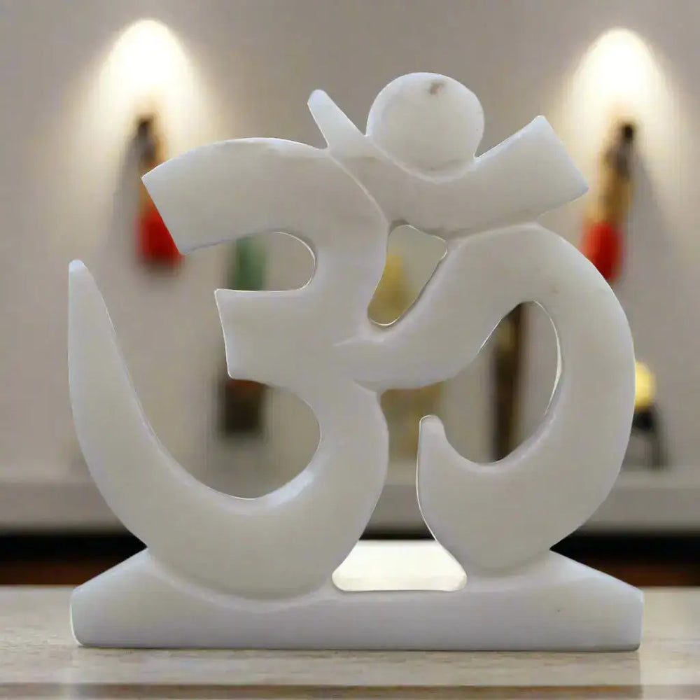 Handcrafted Marble Om Sculpture – Spiritual Home Decor Marble Soft Stone