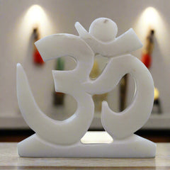 Handcrafted Marble Om Sculpture – Spiritual Home Decor