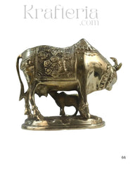 Divine Brass Kamadhenu with Calf – Sacred Vastu and Pooja Idol Brass Ware