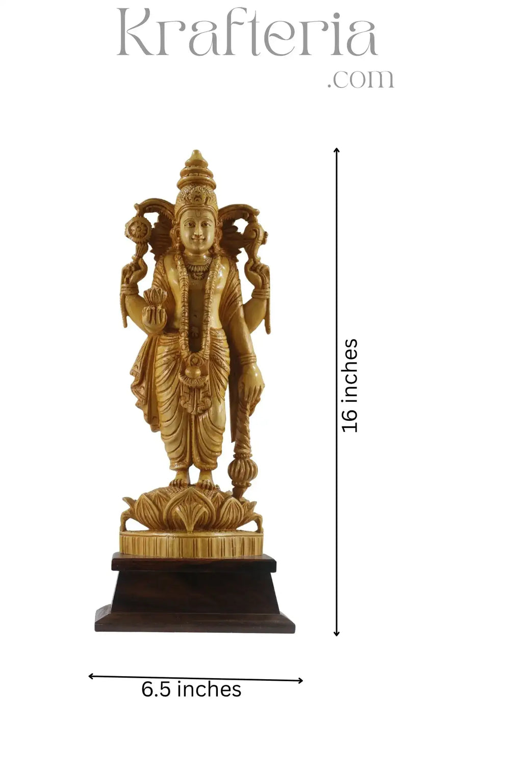 Elegant Narayana Sculpture – Shivani Wood & Rosewood Base Masterpiece ESHWAR HANDICRAFTS