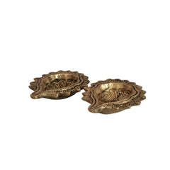 Pair Traditional Brass Diya - Decorative Oil Lamp for Puja & Home Decor Brass Ware