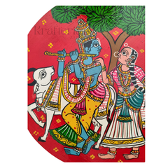 Hand-painted Cheriyal Art Radha Krishna Circular Wall Plate wall decor