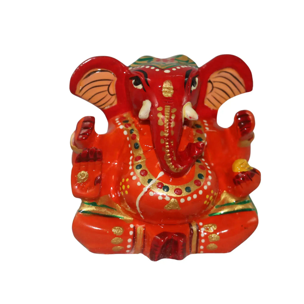 Wooden Ganesh Statue – Beautiful Hand-Painted Religious Art Wooden Idols