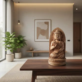 Hand-Carved Wooden Lotus Sitting Buddha – Spiritual Home Decor maruthi handicrafts