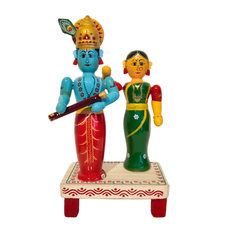 Traditional Etikoppaka Lacquerware - Lord Krishna and Radha Idol
