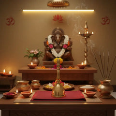 Traditional Golden Brass Puja Bell / Ghanti for Worship Brass Ware