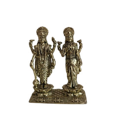 Brass Vishnu and Lakshmi Standing Idol on Lotus Base – Divine Couple for Prosperity Brass Ware