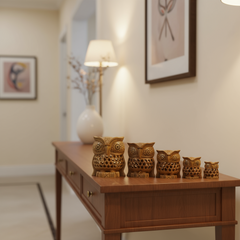 Hand-Carved Wooden Owl Family – Rustic Home Decor Figurines