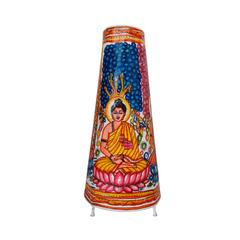 Hand-Painted Leather Puppetry Lamp - Meditating Buddha on Lotus | Bed Lamp