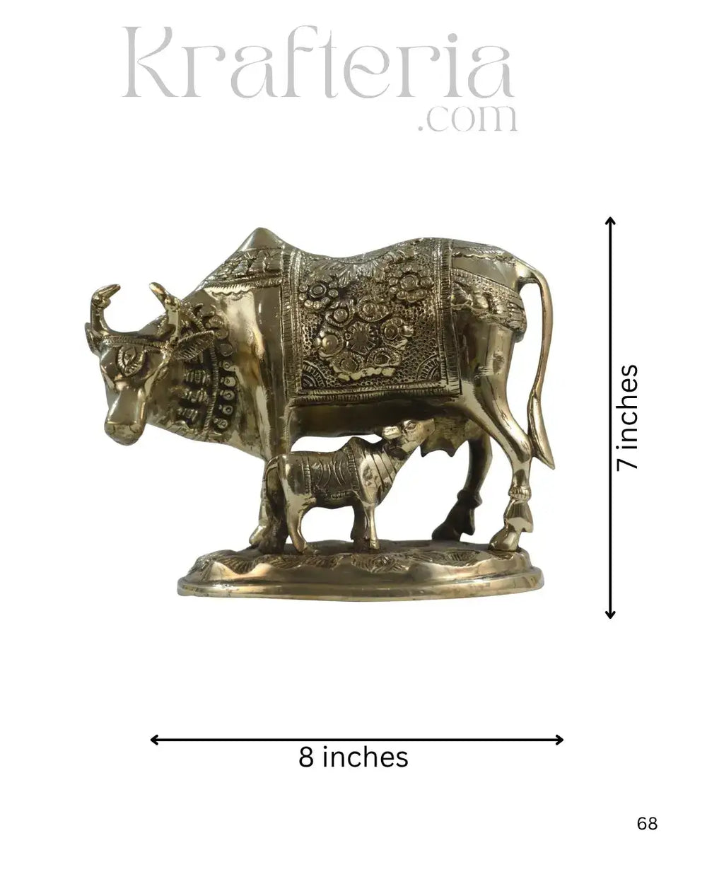 Divine Brass Kamadhenu with Calf – Sacred Vastu and Pooja Idol Brass Ware