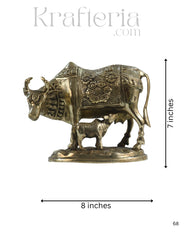 Divine Brass Kamadhenu with Calf – Sacred Vastu and Pooja Idol