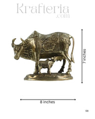 Divine Brass Kamadhenu with Calf – Sacred Vastu and Pooja Idol Brass Ware