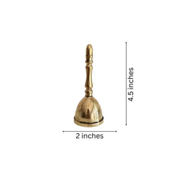 Traditional Golden Brass Puja Bell / Ghanti for Worship Brass Ware