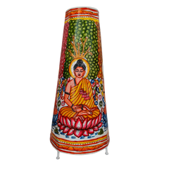 Hand-Painted Leather Puppetry Lamp - Meditating Buddha on Lotus | Bed Lamp