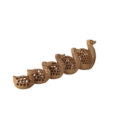 Decorative Jali Duck Family Set – Artisan Carved Wooden Figurines
