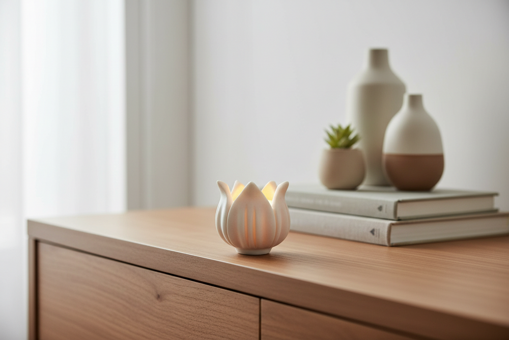 Handcrafted White Marble Lotus Tealight Holder for Home Décor & Pooja Marble Soft Stone