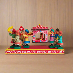 Traditional Kondapalli Pelli Pallaki Set – Handcrafted Indian Marriage Scene Kondapalli Lacquerware