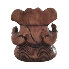 Decorative Wooden Ganesh in Seated Position | Handmade Religious Figurine