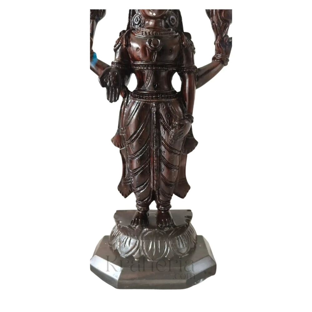 Divine Lord Venkateswara Idol Encased in Glass - Rosewood Wooden Sculpture