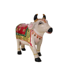 Hand-Painted Wooden Cow – Colorful Decorative Figurine