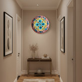 Rustic Red and Yellow Floral Cross Decorative Wall Plate