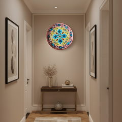 Rustic Red and Yellow Floral Cross Decorative Wall Plate