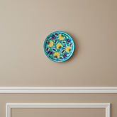 Hand-Painted Yellow and Blue Floral Decorative Wall Plate