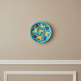 Hand-Painted Wall Plate Yellow and Blue Floral Pottery