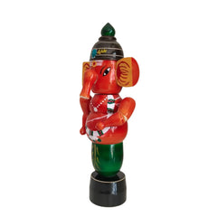 Etikoppaka Wooden Lord Ganesha Idol – Red and Green Lacquerware Etikoppaka Lacquerware