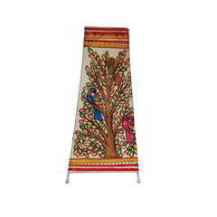 Hand-Painted Leather Lamp with Tree of Life and Colorful Birds Leather Paintings