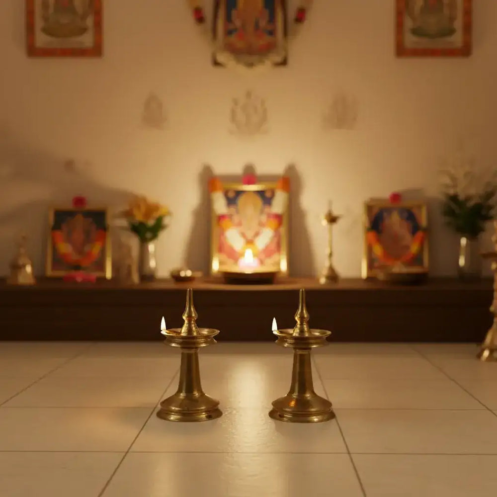 Brass Oil Lamp Stand – Ideal for Home Temple and Ceremonies pooja accessories
