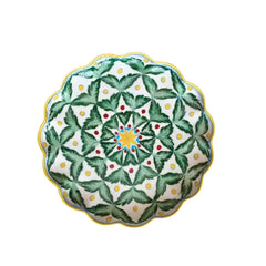 Italian-Inspired Green Leaf and Berry Decorative Wall Plate Pottery
