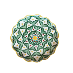 Italian-Inspired Green Leaf and Berry Decorative Wall Plate