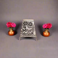 Timeless Tradition – Elephant Kalamkari Leather Hand Painting | Bed Lamp
