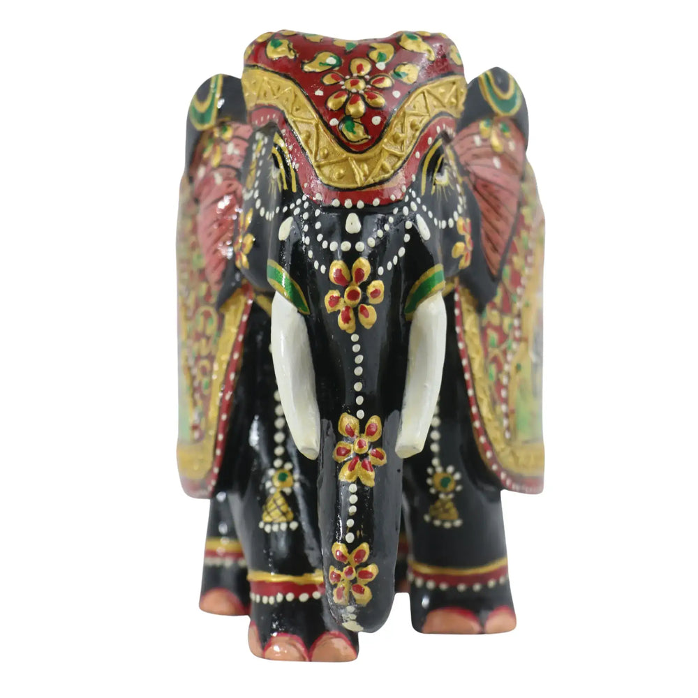 Hand-Painted Wooden Elephant with Floral Design – Artistic Home Decor maruthi handicrafts