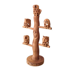 Carved Wooden Owl on Tree | Handmade Natural Home Decor maruthi handicrafts