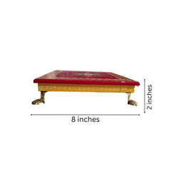 Hand-Painted Wooden Stool For Pooja (Chowki) with Traditional Design Wood Decorative